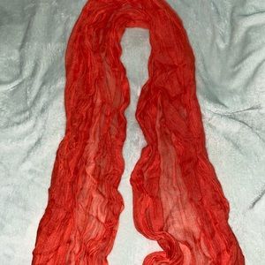 Lightweight Coral Scarf with Fringe